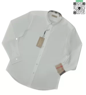 Áo Burberry mầu trắng dài tay check tay check cổ