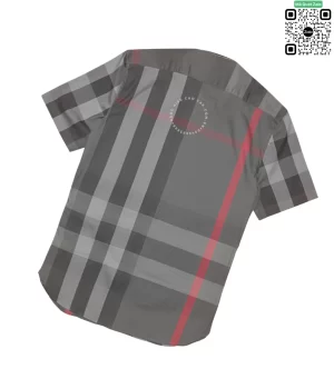 Áo sơ mi Burberry ngắn tay mầu đen kẻ đỏ túi chéo hàng hiệu cao cấp