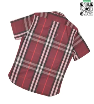 Áo sơ mi Burberry ngắn tay mầu đỏ đô kẻ cân hàng chính hãng