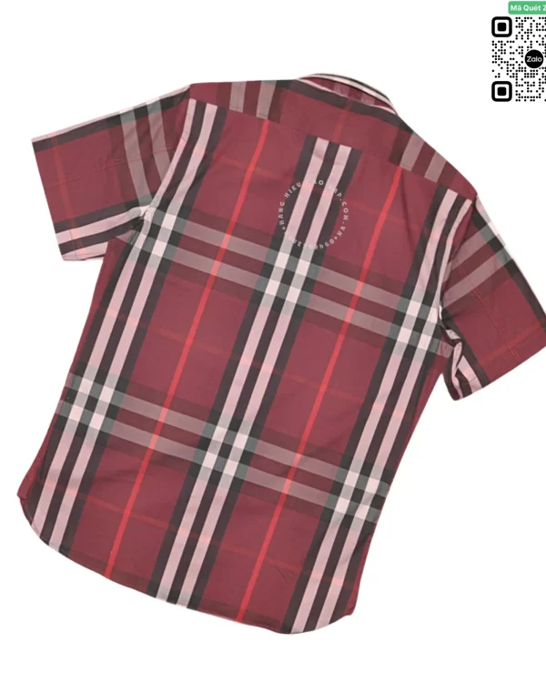 Áo sơ mi Burberry ngắn tay mầu đỏ đô kẻ cân hàng chính hãng