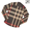 Áo sơ mi nam Burberry BBR mầu đen ghi kẻ đỏ hàng hiệu