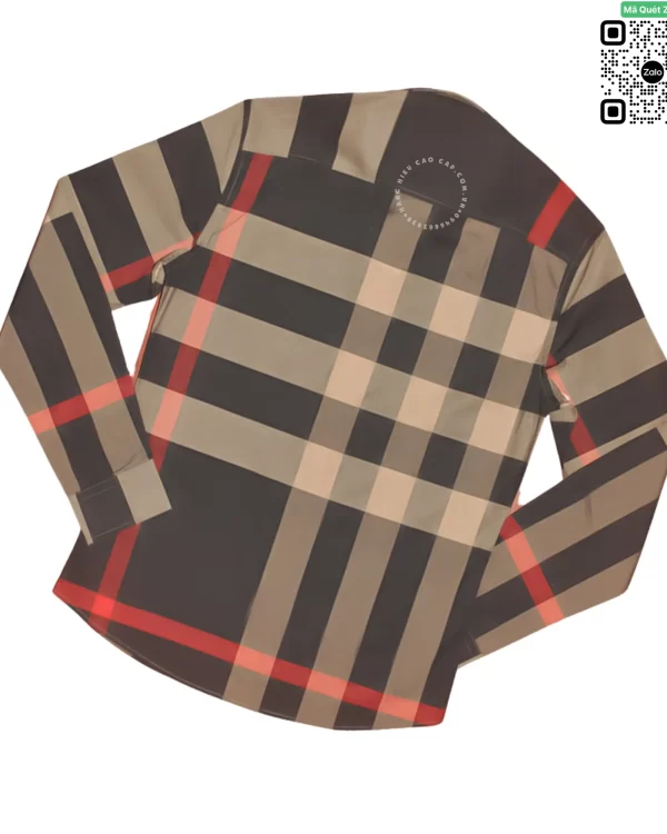 Áo sơ mi nam Burberry BBR mầu đen ghi kẻ đỏ hàng hiệu