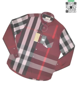 Áo sơ mi nam burberry BBR mầu mận dài tay túi chéo vải sợi tăm