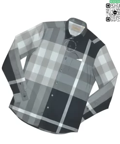 Áo sơ mi nam Burberry dài tay mầu trắng đen kẻ lệch