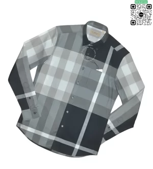 Áo sơ mi nam Burberry dài tay mầu trắng đen kẻ lệch