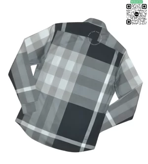 Áo sơ mi nam Burberry dài tay mầu trắng đen kẻ lệch