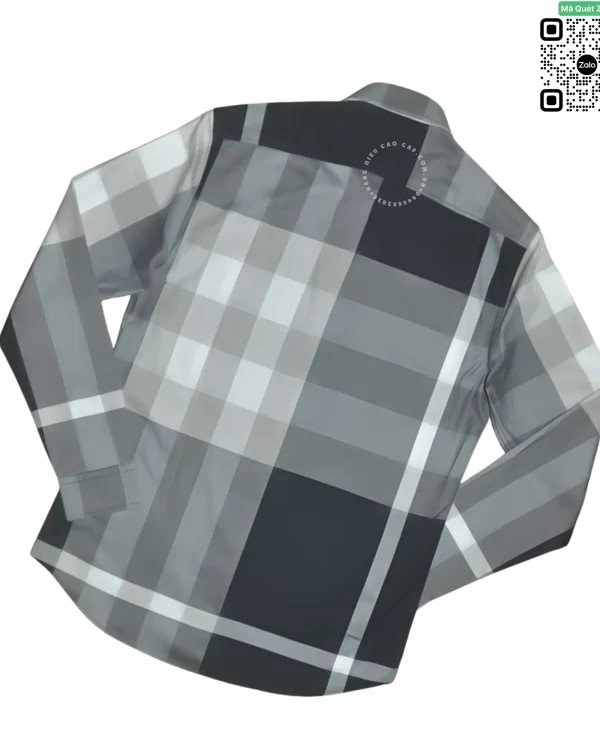 Áo sơ mi nam Burberry dài tay mầu trắng đen kẻ lệch
