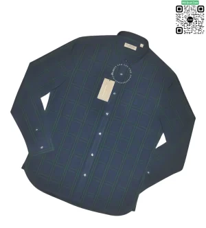 Áo sơ mi nam Burberry mầu xanh kẻ nhỏ dài tay hàng hiệu cao cấp
