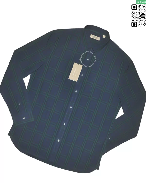 Áo sơ mi nam Burberry mầu xanh kẻ nhỏ dài tay hàng hiệu cao cấp