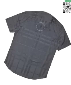 Áo vân chìm xanh tím than cộc tay Burberry hàng hiệu