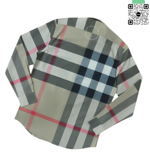 Áo sơ mi nam Burberry BBR mầu vàng be dài tay kẻ đỏ hàng hiệu