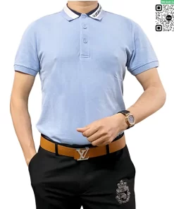 Áo phong Polo Burberry có cổ mầu xanh nhạt hàng hiệu cao cấp