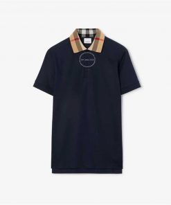 Áo polo Burberry mầu đen cổ vàng hàng hiệu authentic