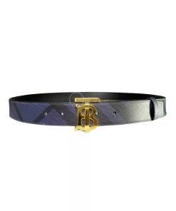 Dây nịt Burberry hàng hiệu mầu xanh mặt khóa mầu vàng TB