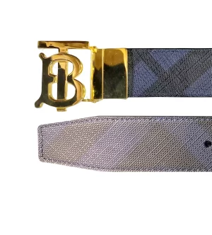 Dây nịt Burberry hàng hiệu mầu xanh mặt khóa mầu vàng TB