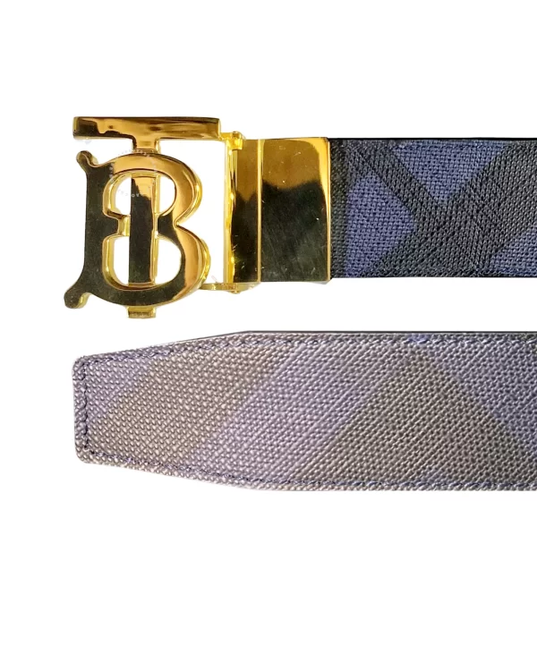 Dây nịt Burberry hàng hiệu mầu xanh mặt khóa mầu vàng TB