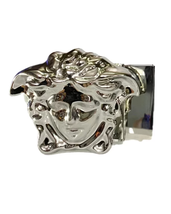 Dây nịt Versace hàng hiệu cao cấp mặt trắng dây đen trơn