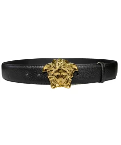 Dây nịt Versace hàng hiệu cao cấp mặt vàng dây đen nhám
