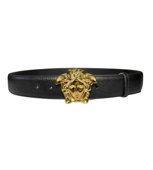 Dây nịt Versace hàng hiệu cao cấp mặt vàng dây đen nhám
