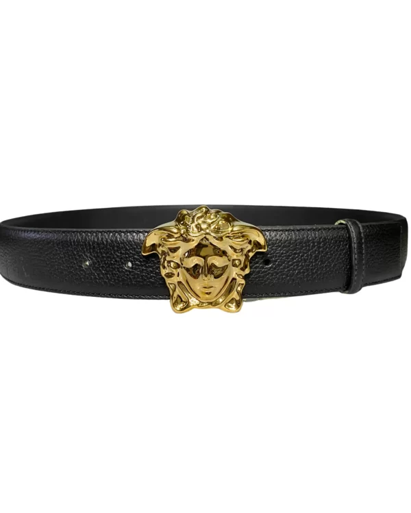 Dây nịt Versace hàng hiệu cao cấp mặt vàng dây đen nhám