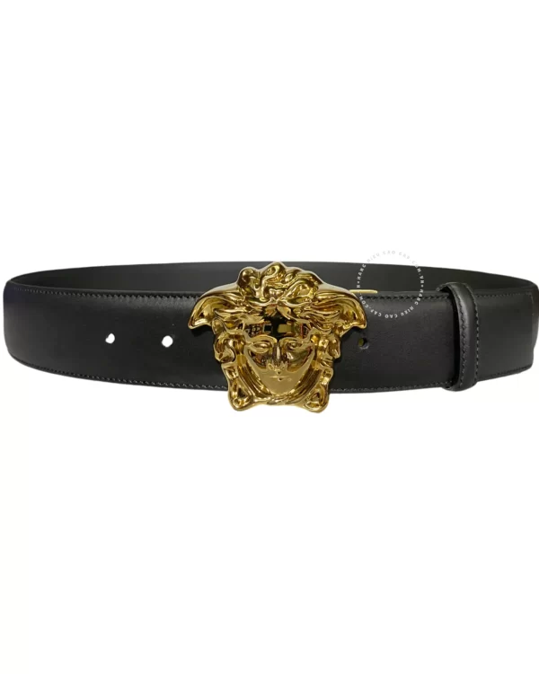 Dây nịt Versace mầu vàng hàng hiệu cao cấp dây mầu đen trơn