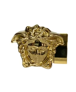 Dây nịt Versace mầu vàng hàng hiệu cao cấp dây mầu đen trơn
