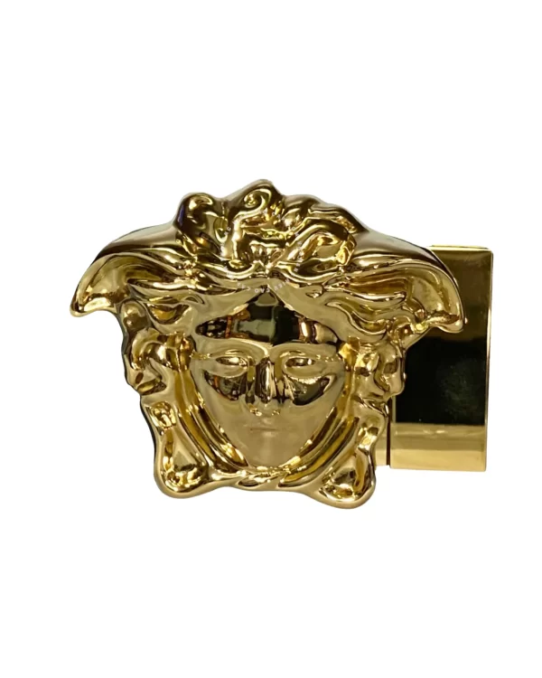 Dây nịt Versace mầu vàng hàng hiệu cao cấp dây mầu đen trơn