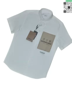 Áo trắng Burberry BBR nam hàng hiệu logo tap trước ngực cộc tay
