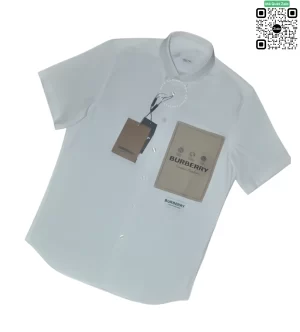 Áo trắng Burberry BBR nam hàng hiệu logo tap trước ngực cộc tay