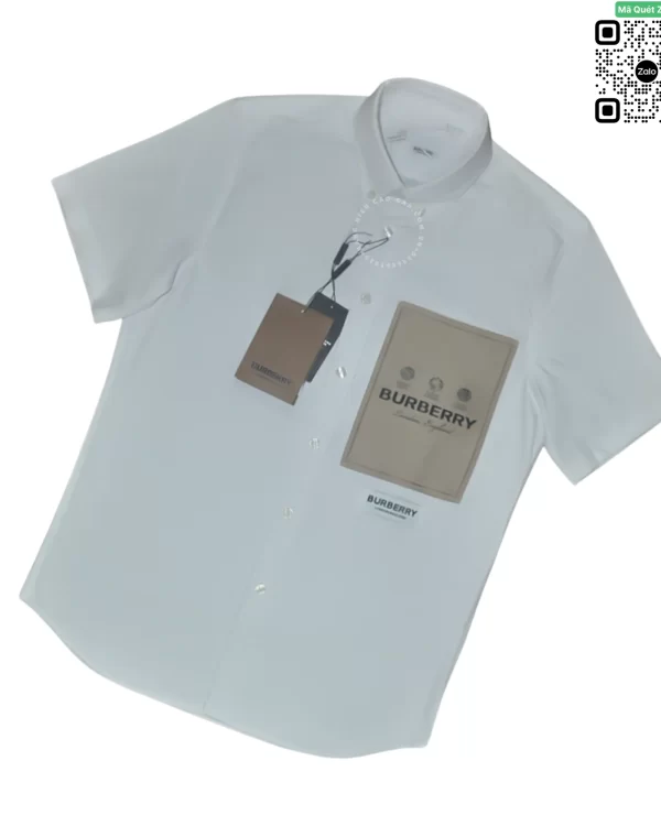 Áo trắng Burberry BBR nam hàng hiệu logo tap trước ngực cộc tay
