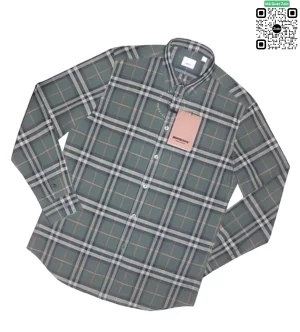 Áo Burberry kẻ nhỏ mầu xanh rêu dài tay nam hàng hiệu