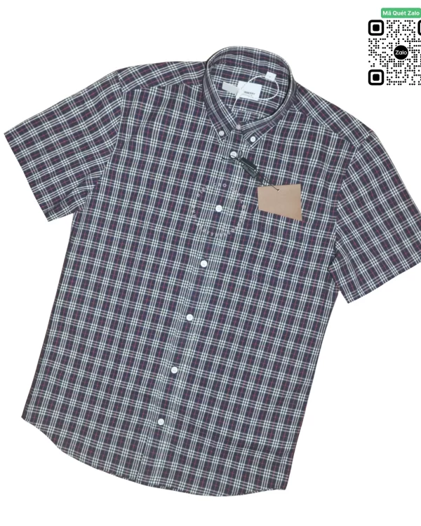 Áo Burberry mầu đen kẻ nhỏ cộc tay hàng hiệu madein Thailand