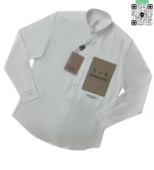Áo Burberry mầu trắng nam hàng hiệu logo tab trước ngực dài tay