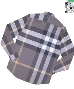 Áo sơ mi nam Burberry dài tay mầu ghi kẻ to hàng chính hãng
