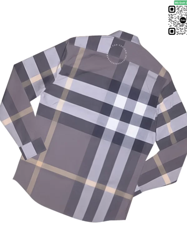 Áo sơ mi nam Burberry dài tay mầu ghi kẻ to hàng chính hãng