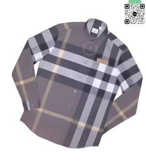 Áo sơ mi nam Burberry dài tay mầu ghi kẻ to hàng chính hãng