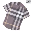 Áo sơ mi Burberry ngắn tay nam mầu ghi kẻ vàng lệch hàng mới