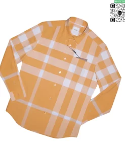 Áo Burberry sơ mi dài tay mầu vàng chanh vải thô new onweb