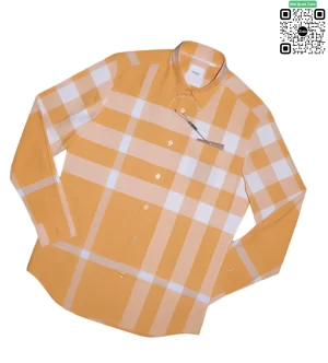 Áo Burberry sơ mi dài tay mầu vàng chanh vải thô new onweb