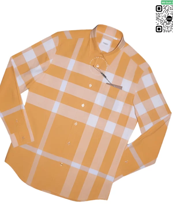 Áo Burberry sơ mi dài tay mầu vàng chanh vải thô new onweb
