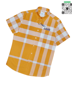 Áo Burberry sơ mi ngắn tay mầu vàng chanh vải thô new onweb