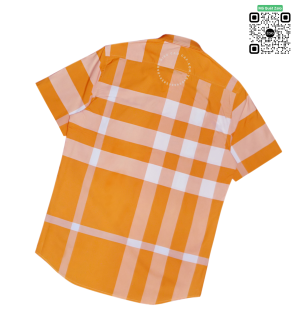 Áo Burberry sơ mi ngắn tay mầu vàng chanh vải thô new onweb