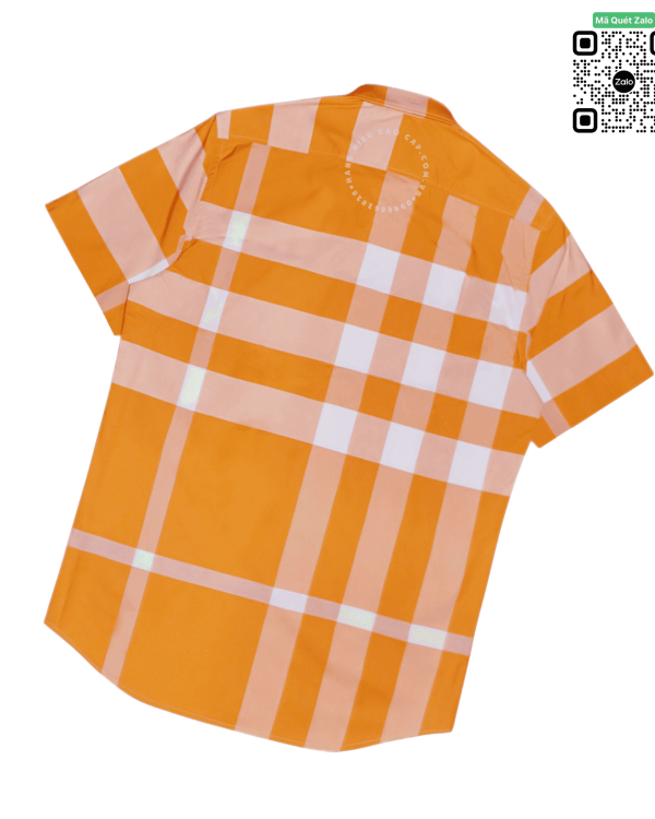 Áo Burberry sơ mi ngắn tay mầu vàng chanh vải thô new onweb