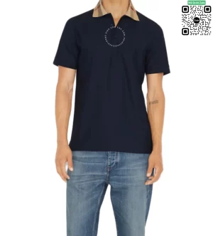 Áo Polo Burberry nam thời trang chính hãng mầu xanh tím than sợi gai