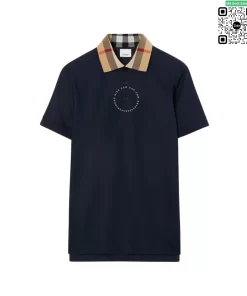 Áo Polo Burberry nam thời trang chính hãng mầu xanh tím than sợi gai