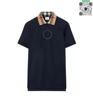 Áo Polo Burberry nam thời trang chính hãng mầu xanh tím than sợi gai