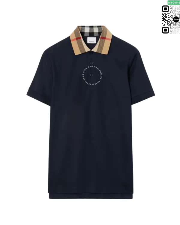 Áo Polo Burberry nam thời trang chính hãng mầu xanh tím than sợi gai