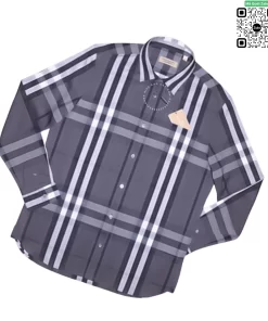 Áo Burberry nam dài tay mầu ghi kẻ cân hàng hiệu chính hãng
