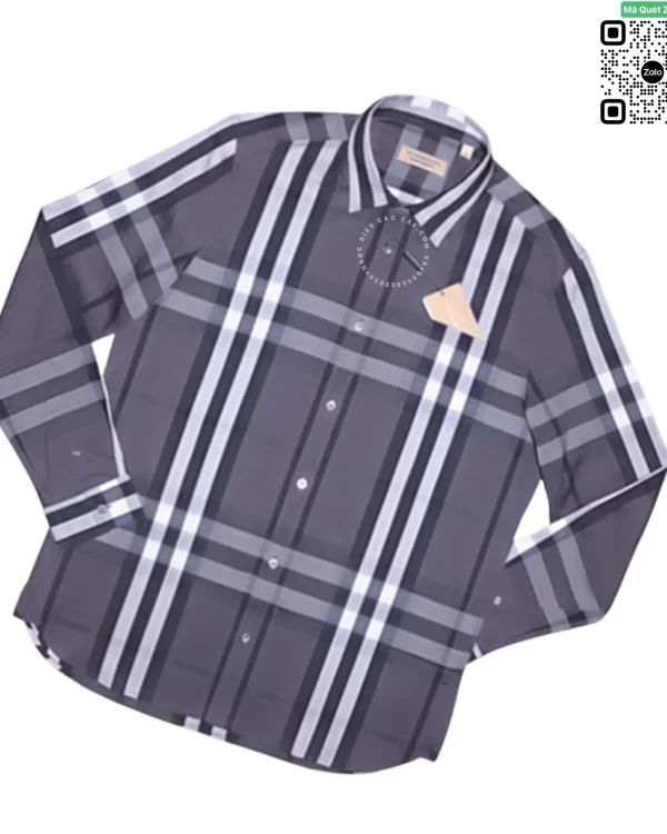 Áo Burberry nam dài tay mầu ghi kẻ cân hàng hiệu chính hãng