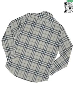 Áo Burberry nam dài tay mầu trắng kẻ nhỏ hàng hiệu chính hãng